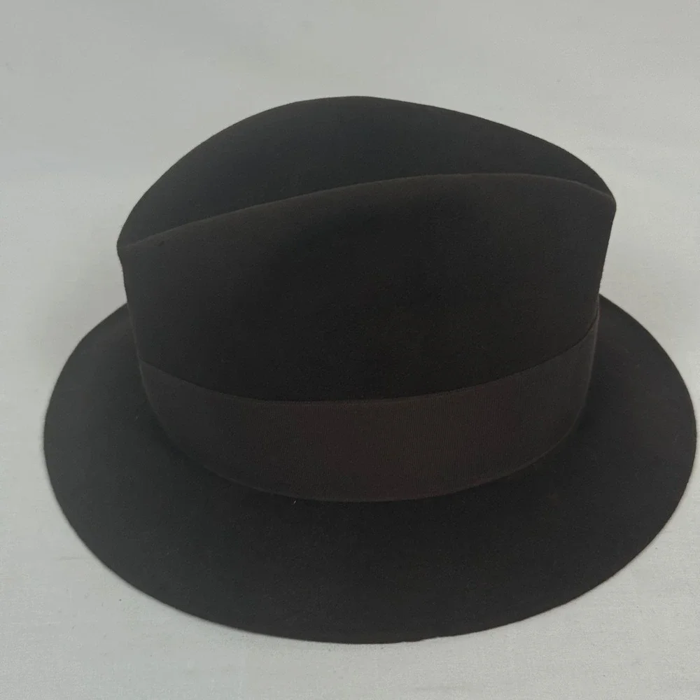 Vintage Mens Wright Mirakai Custom Made Fedora Hat Brown Wool Size 6 7/8 - Picture 5 of 13